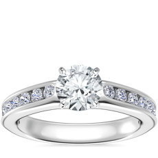 NEW Channel Set Round Diamond Engagement Ring in 14k White Gold (1/2 ct. tw.)